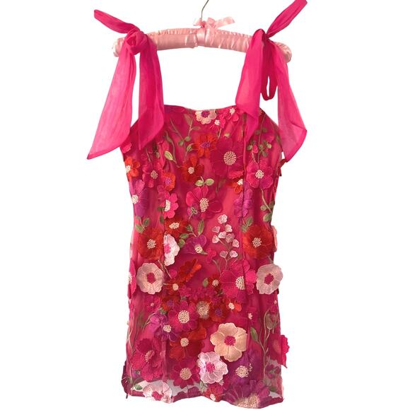 Emphatically Adorable Hot Pink Floral Tie-Strap Mini Dress
Lulus Sz M - Picture 4 of 6